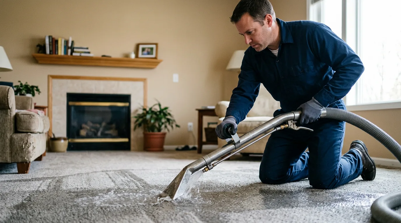 Water damage restoration technician working near Cockeysville, MD
